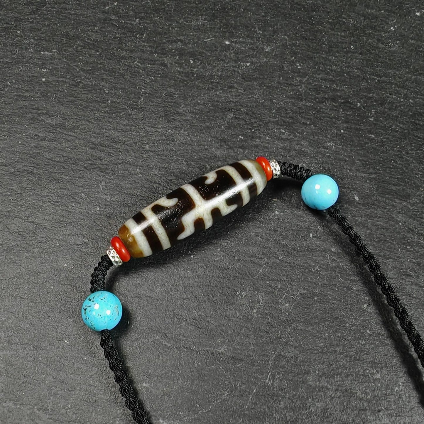 Antique Tibetan Guru Rinpoche Ritual Dzi Necklace | Protective Amulet for Vanquishing & Clearing | Spiritual Meditation Gift | 37×11mm