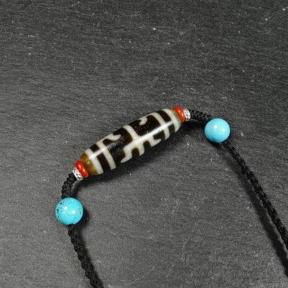 Antique Tibetan Guru Rinpoche Ritual Dzi Necklace | Protective Amulet for Vanquishing & Clearing | Spiritual Meditation Gift | 37×11mm