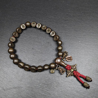 Antique Tibetan Handhold Wrist Mala,12mm Half Round Scorpion (of Guru Rinpoche), Made of Thokcha,Protective Rosary,Spiritual Gift