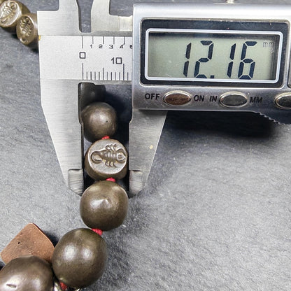 Antique Tibetan Handhold Wrist Mala,12mm Half Round Scorpion (of Guru Rinpoche), Made of Thokcha,Protective Rosary,Spiritual Gift