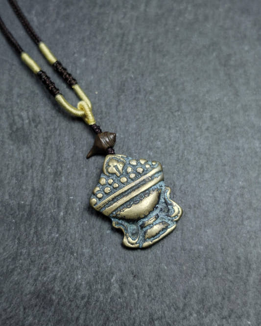 Antique Treasure Vase Amulet - Tibetan Buddhist Talisman - Mani Jewel Charm - Tibetan Buddhist amulet, front view