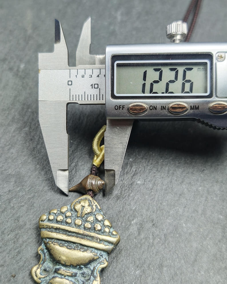 Antique Treasure Vase Amulet - Tibetan Buddhist Talisman - Mani Jewel Charm - Tibetan Buddhist amulet, size reference