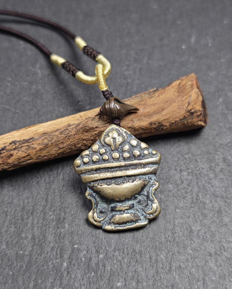Antique Treasure Vase Amulet - Tibetan Buddhist Talisman - Mani Jewel Charm - Cintamani Pendant,Decades Old
