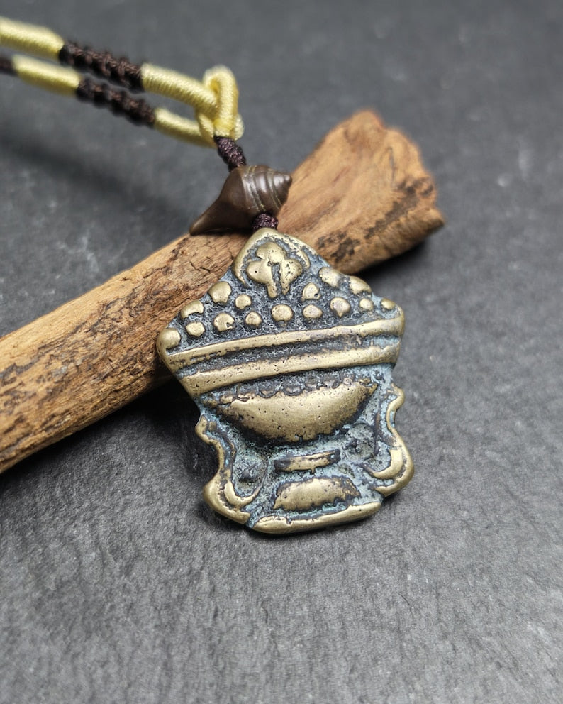 Antique Treasure Vase Amulet - Tibetan Buddhist Talisman - Mani Jewel Charm - Cintamani Pendant,Decades Old
