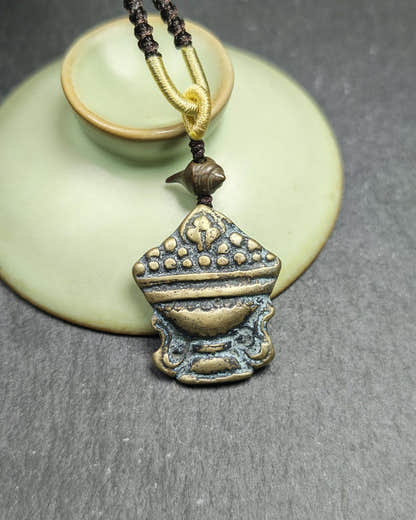 Antique Treasure Vase Amulet - Tibetan Buddhist Talisman - Mani Jewel Charm - Tibetan Buddhist amulet, view 6