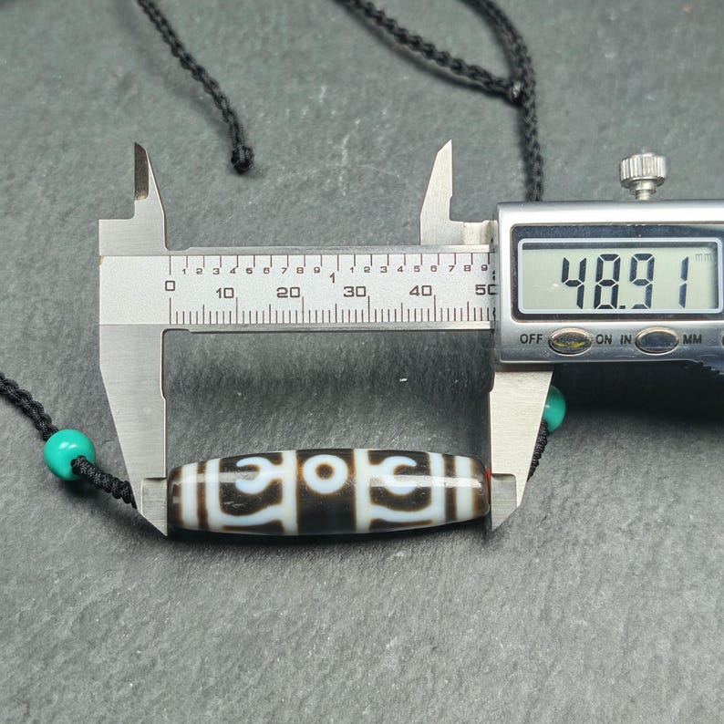 Antique Vajra Dzi Bead Necklace | Tibetan Jewelry | Protection Charm for Invoking Blessings | Spiritual Gift | 49*13mm