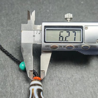 Antique Vajra Dzi Bead Necklace | Tibetan Jewelry | Protection Charm for Invoking Blessings | Spiritual Gift | 49*13mm