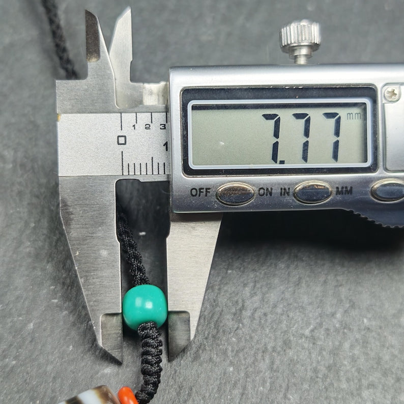 Antique Vajra Dzi Bead Necklace | Tibetan Jewelry | Protection Charm for Invoking Blessings | Spiritual Gift | 49*13mm