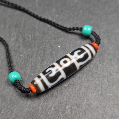Antique Vajra Dzi Bead Necklace | Tibetan Jewelry | Protection Charm for Invoking Blessings | Spiritual Gift | 49*13mm