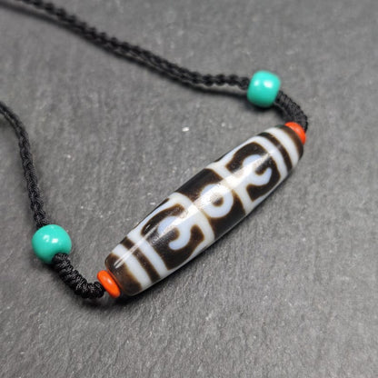 Antique Vajra Dzi Bead Necklace | Tibetan Jewelry | Protection Charm for Invoking Blessings | Spiritual Gift | 49*13mm