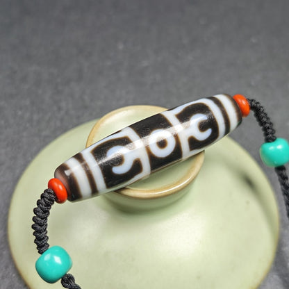 Antique Vajra Dzi Bead Necklace | Tibetan Jewelry | Protection Charm for Invoking Blessings | Spiritual Gift | 49*13mm