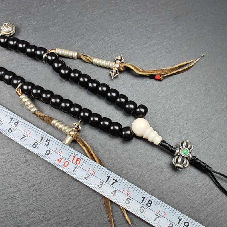 Authentic 10mm Coconut Necklace Mala : Old Tibetan Rosary 108 Prayer Beads - 43cm Stretched