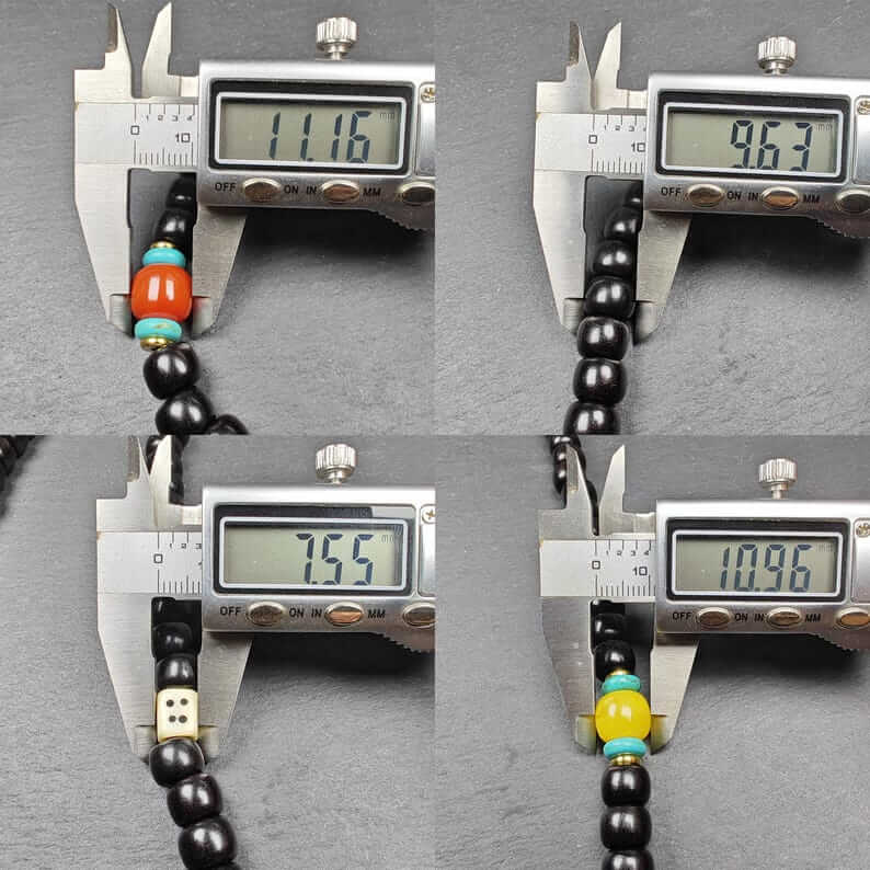 Authentic 10mm Coconut Necklace Mala : Old Tibetan Rosary 108 Prayer Beads - 43cm Stretched