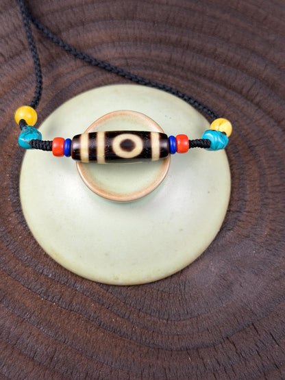 Authentic 2 Eyes Dzi Bead Necklace | Antique Tibetan Jewelry | Protection Amulet for Happy and Harmonious | Spiritual Gift for Him Her