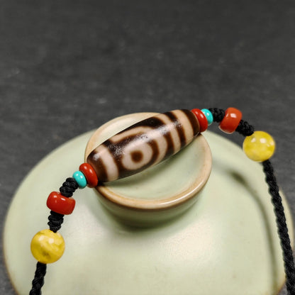 Authentic 2 Eyes Dzi Bead Necklace | Antique Tibetan Jewelry | Protection Amulet for Happy and Harmonious | Spiritual Gift for Him Her