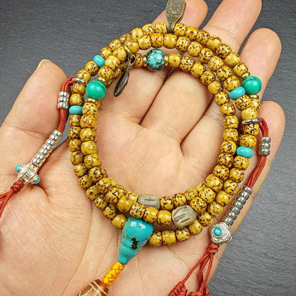 Authentic 5+mm Lotus Seed Necklace Mala for Women: Old Tibetan Rosary 108 Prayer Beads - 33cm Stretched