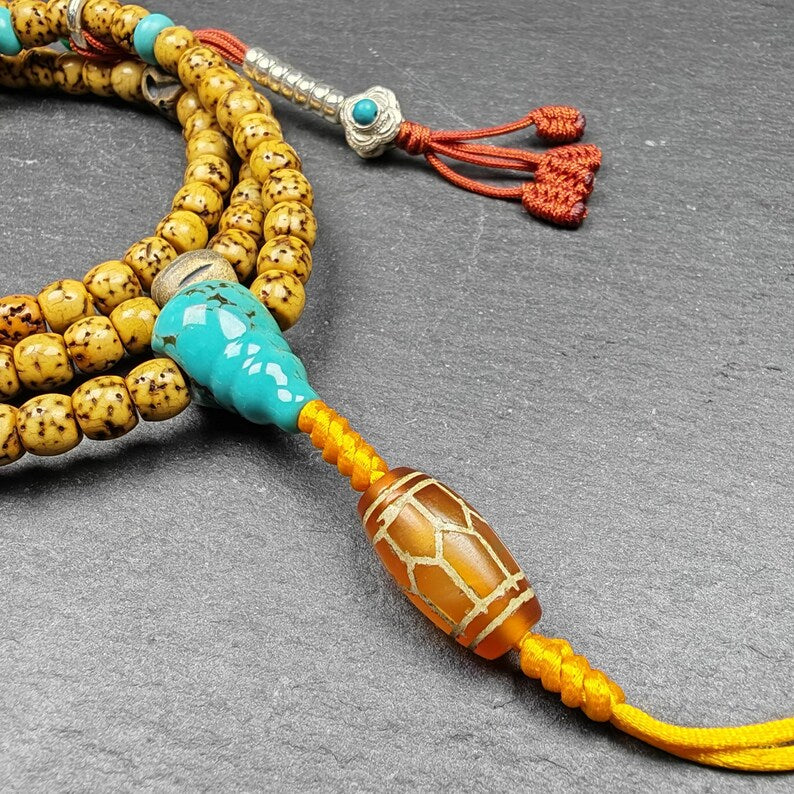 Authentic 5+mm Lotus Seed Necklace Mala for Women: Old Tibetan Rosary 108 Prayer Beads - 33cm Stretched