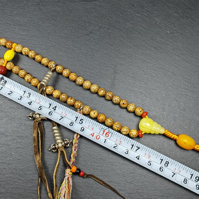 Authentic 5+mm Lotus Seed Necklace Mala for Women: Old Tibetan Rosary 108 Prayer Beads - 33cm Stretched