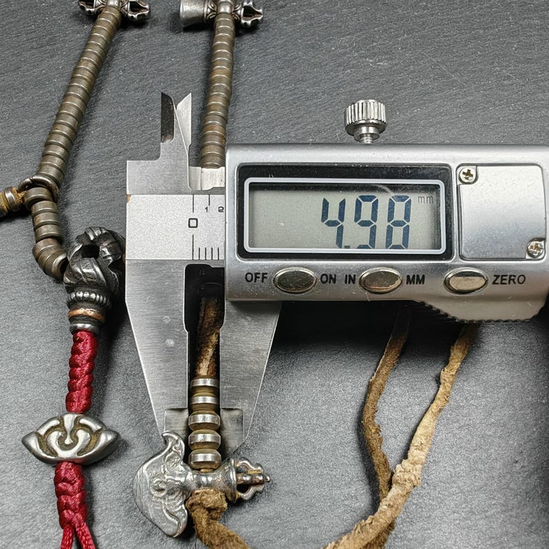 Authentic 5mm Cold Iron Ascetic Hand Hold Mala : Old Tibetan Rosary Prayer Beads - 17cm stretched