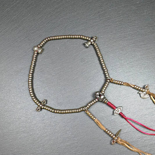 5mm Cold Iron Ascetic Hand Hold Mala - Tibetan Buddhist mala beads, detailed view