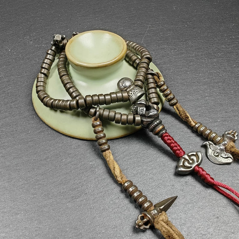 5mm Cold Iron Ascetic Hand Hold Mala - Tibetan Buddhist mala beads, view 4