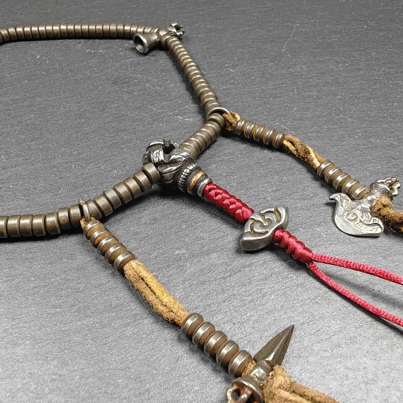Authentic 5mm Cold Iron Ascetic Hand Hold Mala : Old Tibetan Rosary Prayer Beads - 17cm stretched