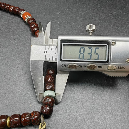 Authentic 8mm Rudraksha Necklace Mala: Tibetan 108 Prayer Beads Rosary - 40cm Stretched