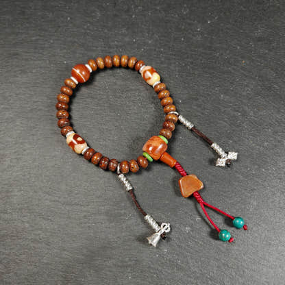 Authentic 9mm Lotus Seed Beads Wrist Mala Bracelet - Tibetan Buddhist mala beads, front view