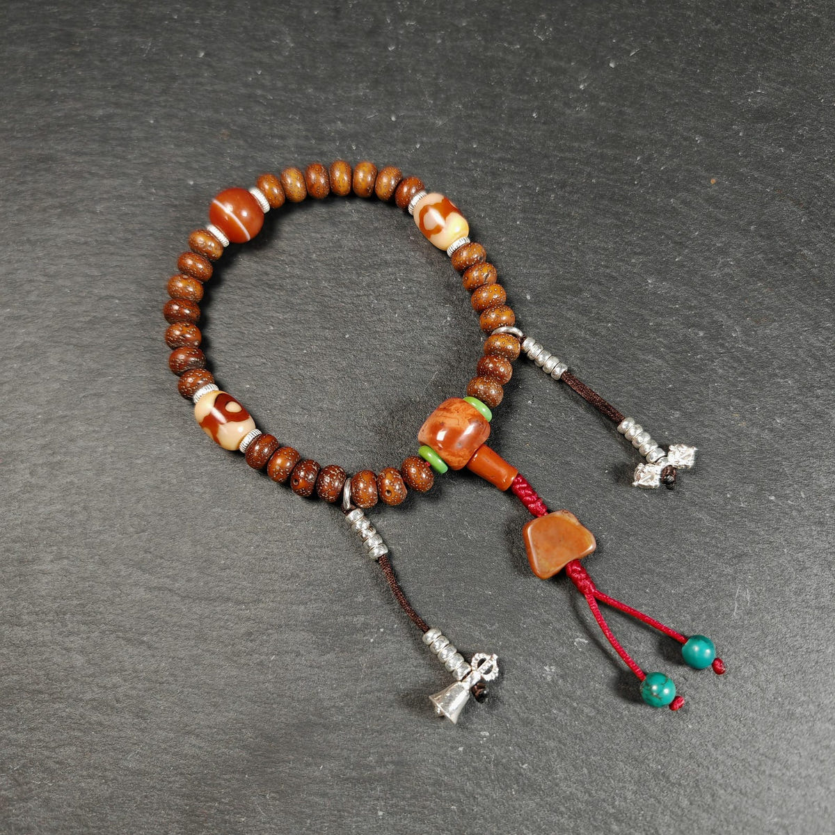 Authentic 9mm Lotus Seed Beads Wrist Mala Bracelet - Tibetan Buddhist mala beads, front view