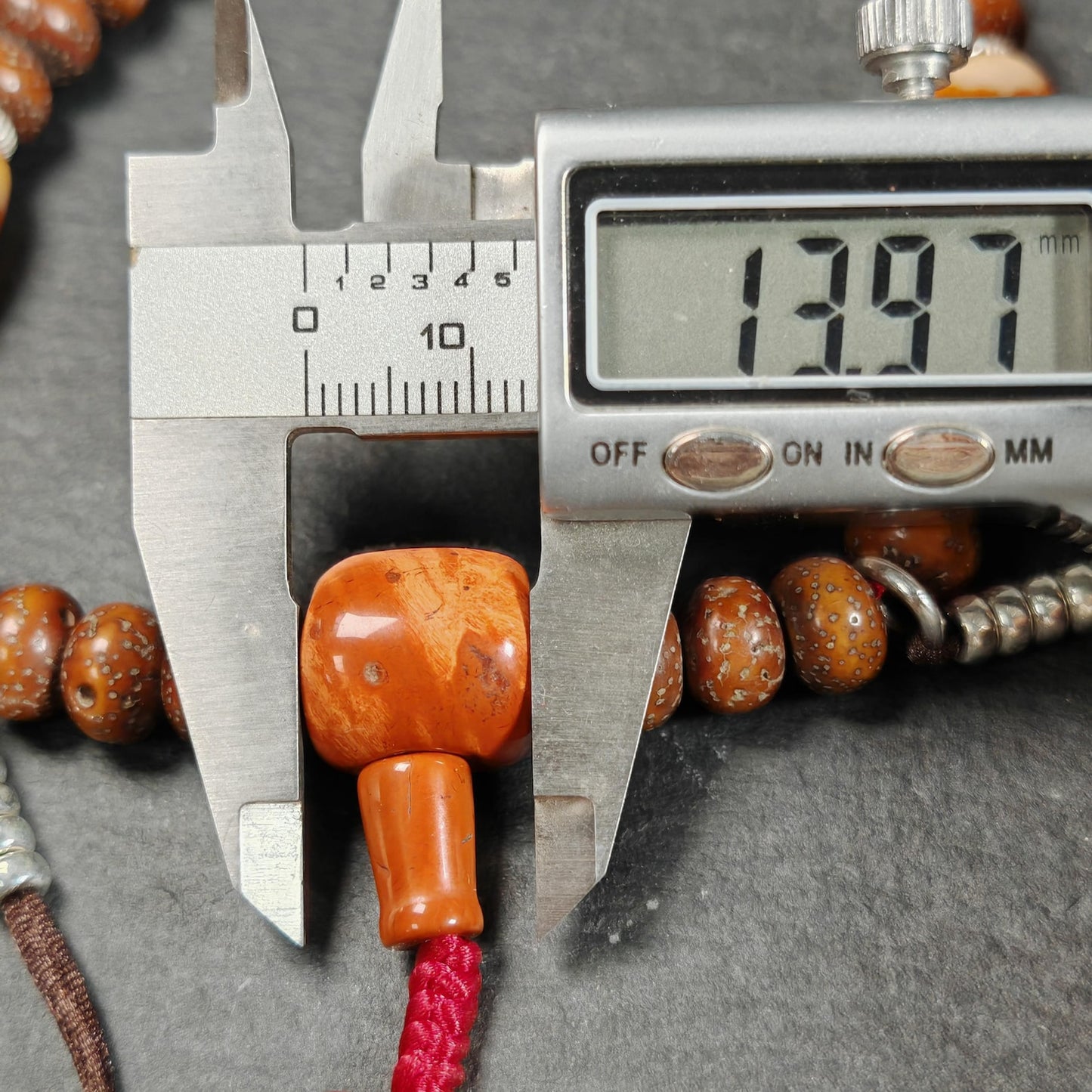 Authentic 9mm Lotus Seed Beads Wrist Mala Bracelet: Decades Old Tibetan Rosary Hand Hold Prayer Beads - 12cm Stretched