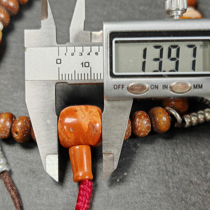Authentic 9mm Lotus Seed Beads Wrist Mala Bracelet: Decades Old Tibetan Rosary Hand Hold Prayer Beads - 12cm Stretched