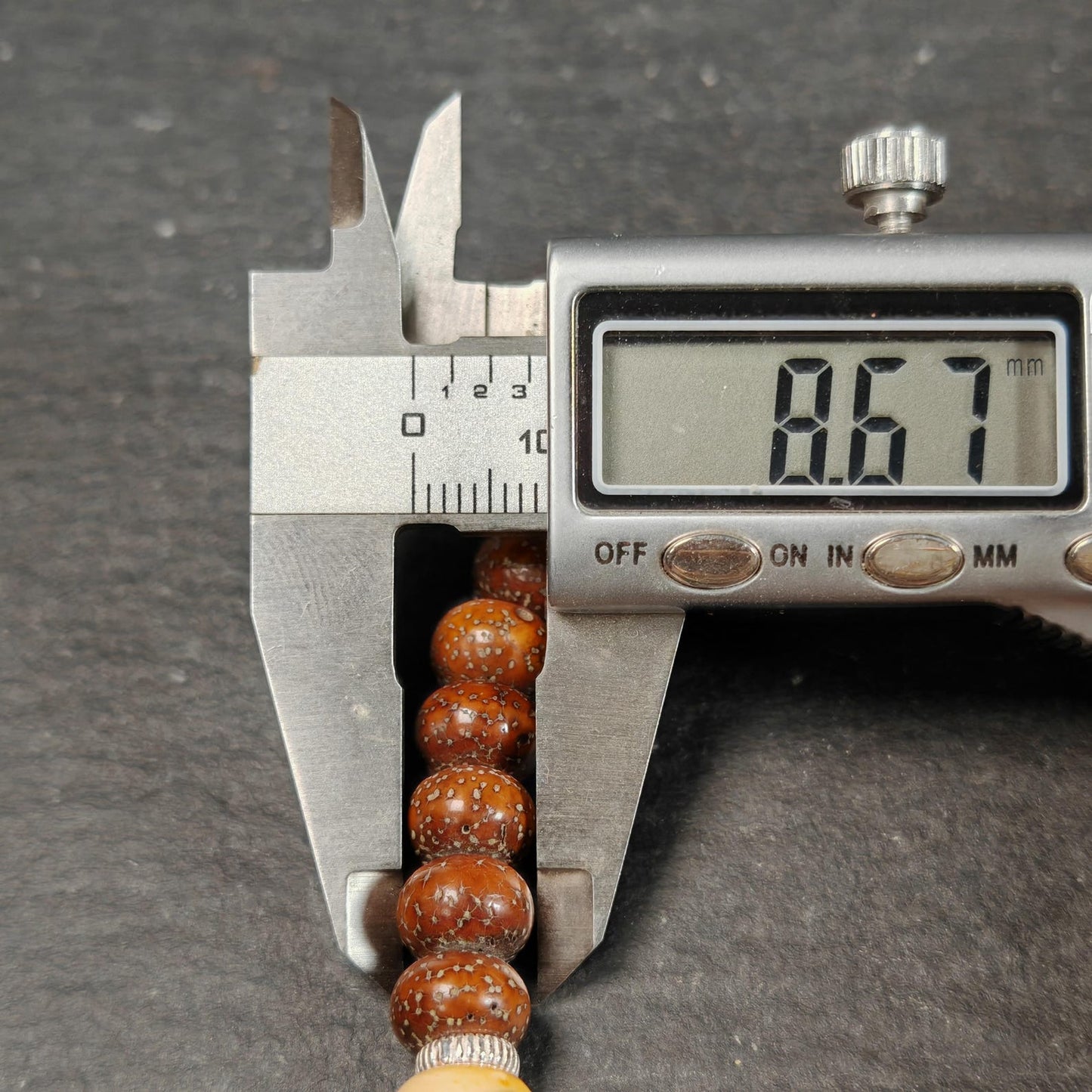 Authentic 9mm Lotus Seed Beads Wrist Mala Bracelet: Decades Old Tibetan Rosary Hand Hold Prayer Beads - 12cm Stretched