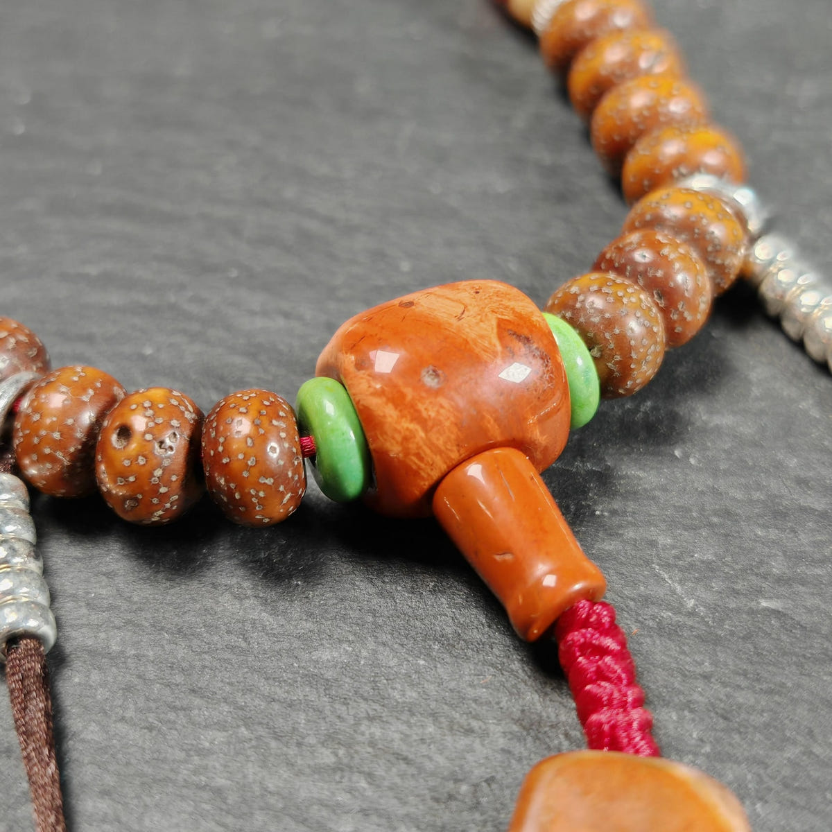 Authentic 9mm Lotus Seed Beads Wrist Mala Bracelet - Tibetan Buddhist mala beads, detailed view
