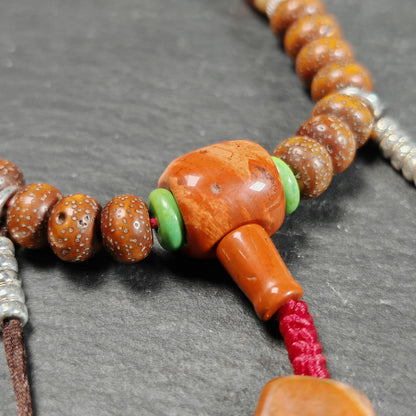 Authentic 9mm Lotus Seed Beads Wrist Mala Bracelet: Decades Old Tibetan Rosary Hand Hold Prayer Beads - 12cm Stretched
