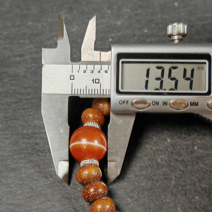 Authentic 9mm Lotus Seed Beads Wrist Mala Bracelet: Decades Old Tibetan Rosary Hand Hold Prayer Beads - 12cm Stretched