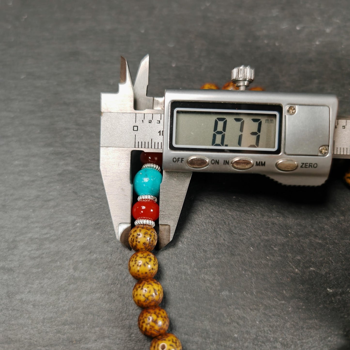 Authentic 9mm Lotus Seed Beads Wrist Mala Bracelet: Decades Old Tibetan Rosary Hand Hold Prayer Beads - 13cm Stretched