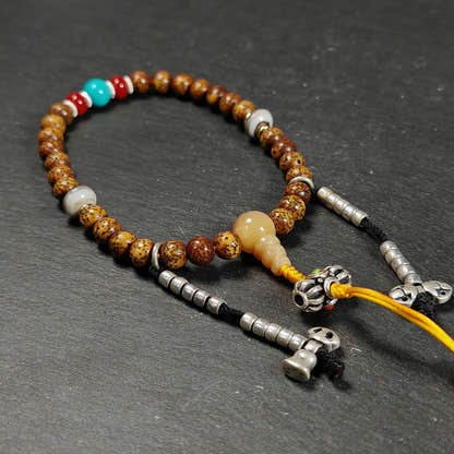 Authentic 9mm Lotus Seed Beads Wrist Mala Bracelet - Tibetan Buddhist mala beads, detailed view