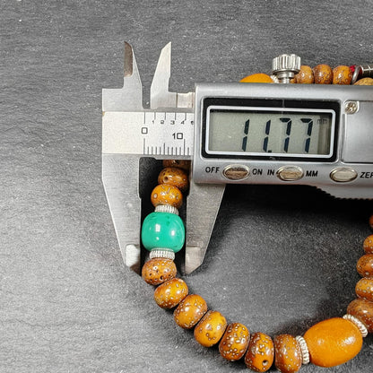 Authentic 9mm Lotus Seed Beads Wrist Mala Bracelet: Decades Old Tibetan Rosary Hand Hold Prayer Beads - 13cm Stretched