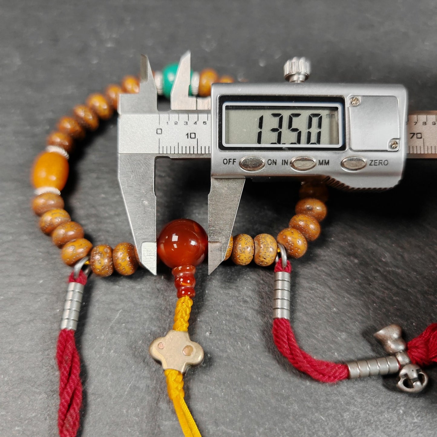 Authentic 9mm Lotus Seed Beads Wrist Mala Bracelet: Decades Old Tibetan Rosary Hand Hold Prayer Beads - 13cm Stretched