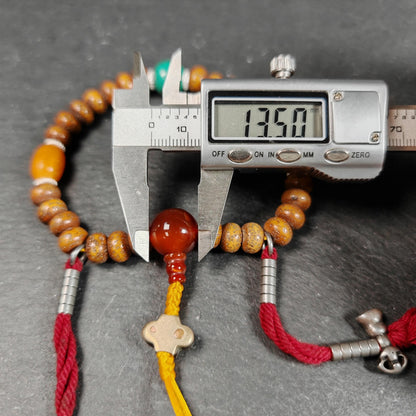 Authentic 9mm Lotus Seed Beads Wrist Mala Bracelet: Decades Old Tibetan Rosary Hand Hold Prayer Beads - 13cm Stretched