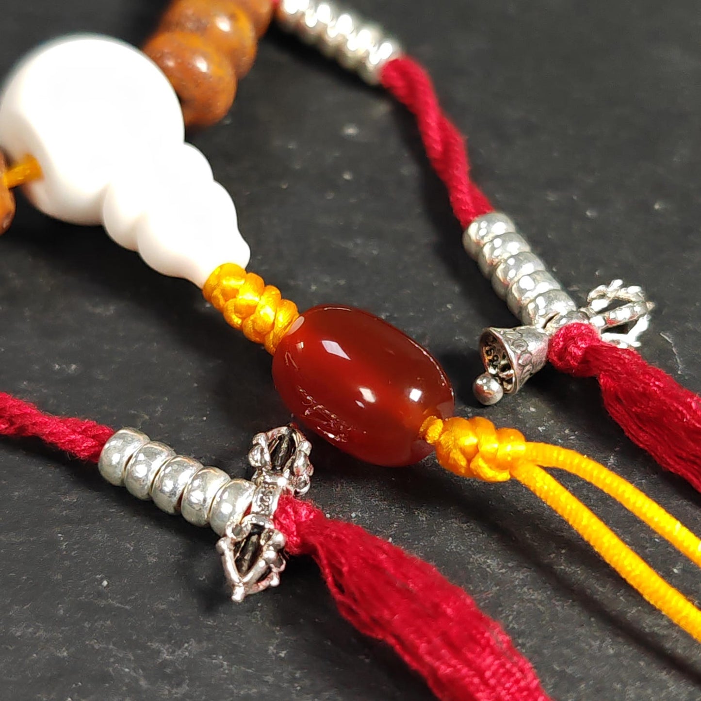 Authentic 9mm Lotus Seed Beads Wrist Mala Bracelet: Decades Old Tibetan Rosary Hand Hold Prayer Beads - 13cm Stretched