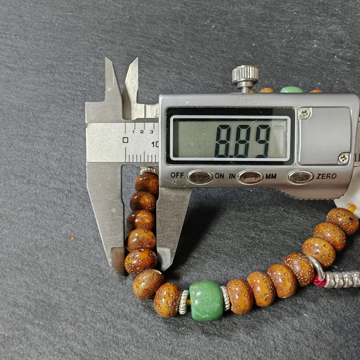 Authentic 9mm Lotus Seed Beads Wrist Mala Bracelet: Decades Old Tibetan Rosary Hand Hold Prayer Beads - 13cm Stretched