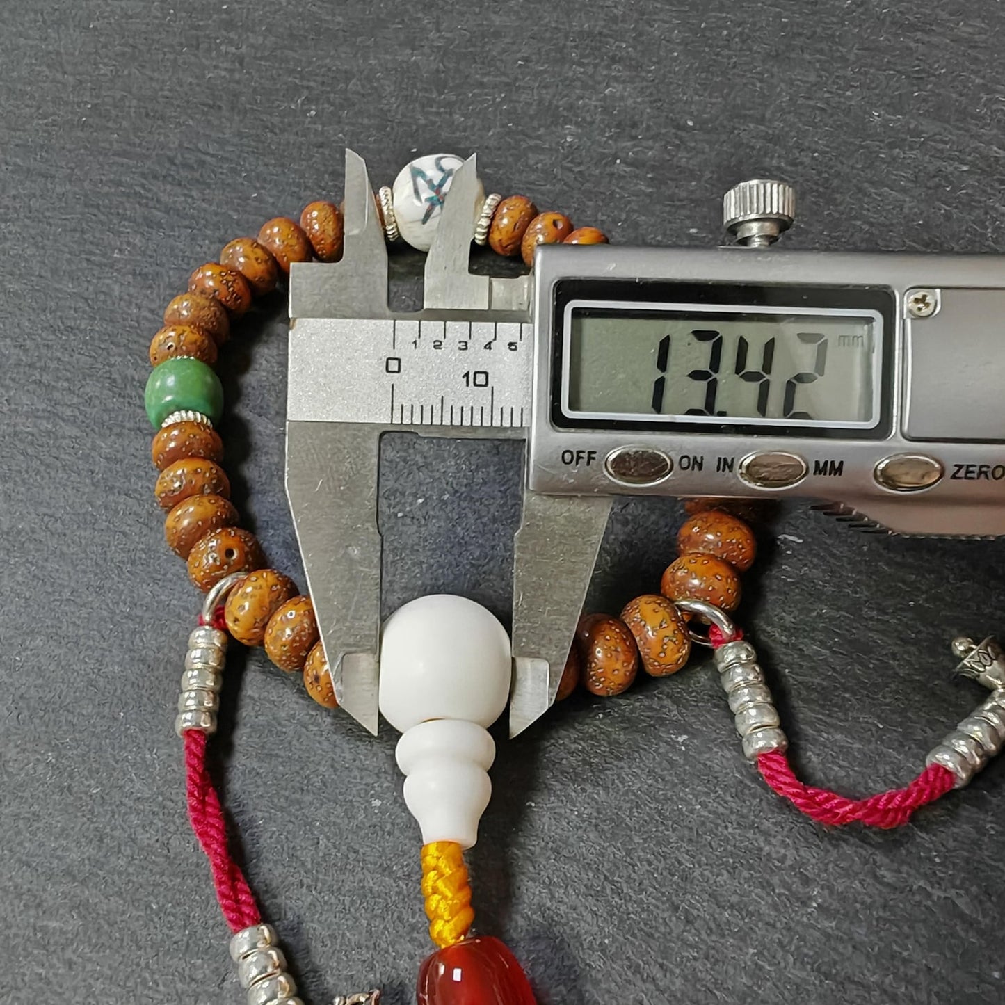 Authentic 9mm Lotus Seed Beads Wrist Mala Bracelet: Decades Old Tibetan Rosary Hand Hold Prayer Beads - 13cm Stretched