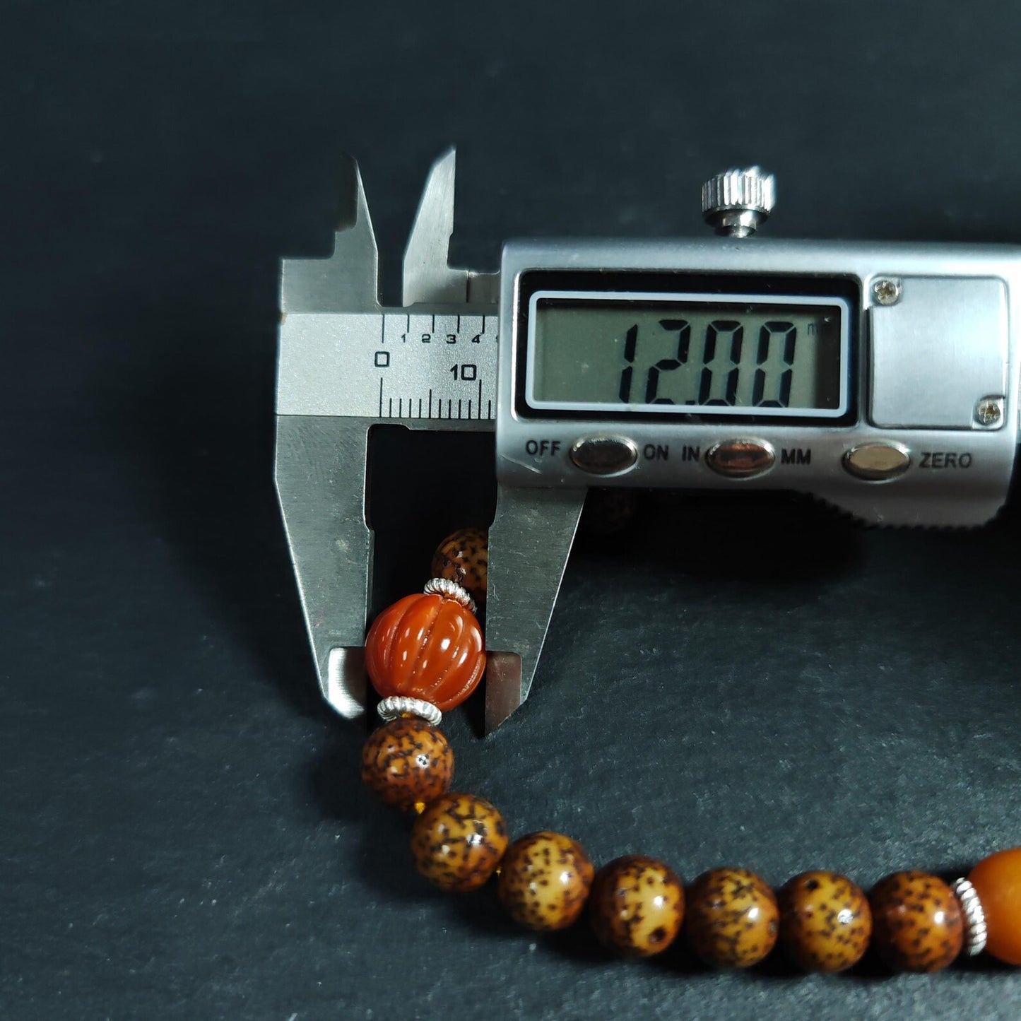 Authentic 9mm Lotus Seed Beads Wrist Mala Bracelet: Old Tibetan Rosary Hand Hold Prayer Beads - 13cm Stretched