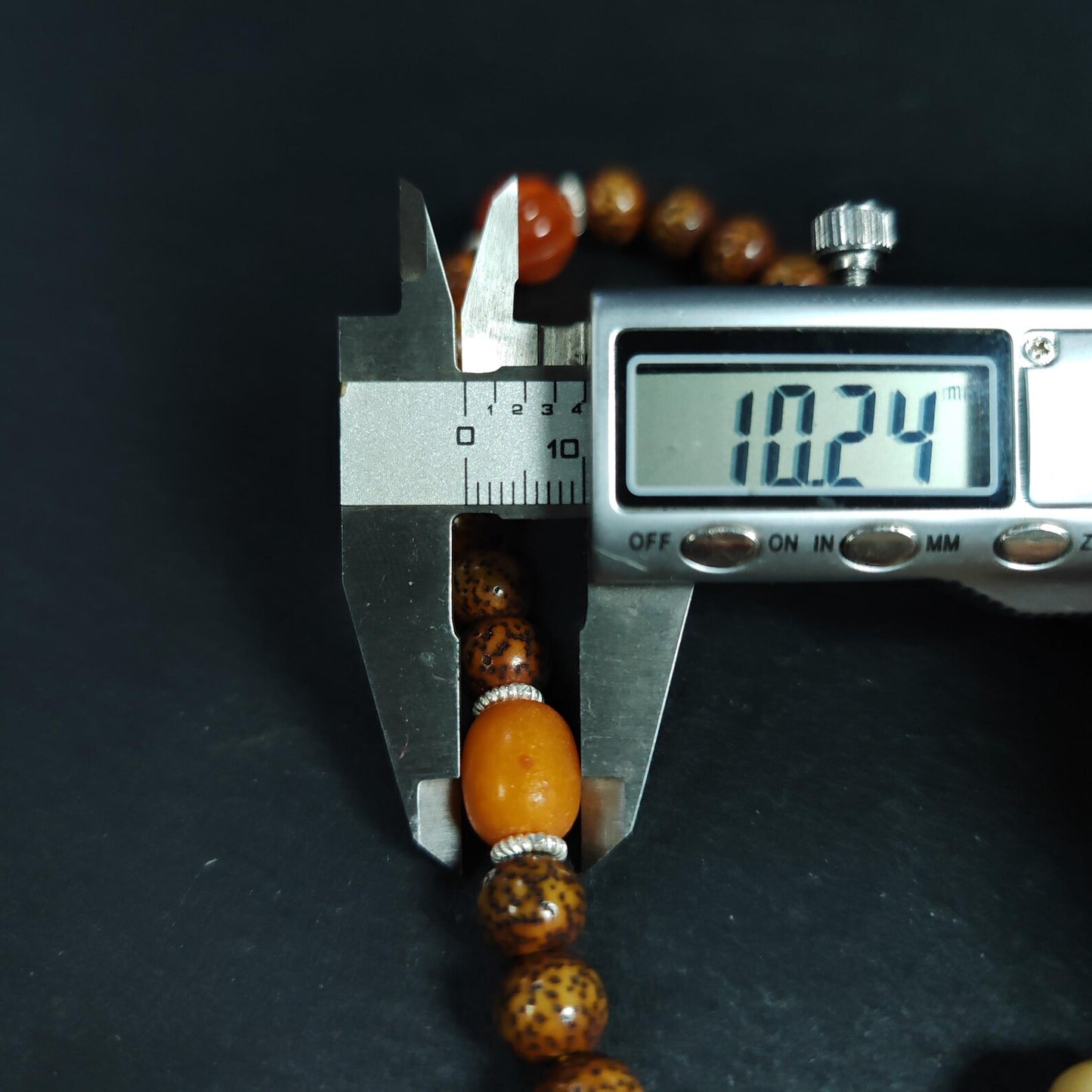 Authentic 9mm Lotus Seed Beads Wrist Mala Bracelet: Old Tibetan Rosary Hand Hold Prayer Beads - 13cm Stretched