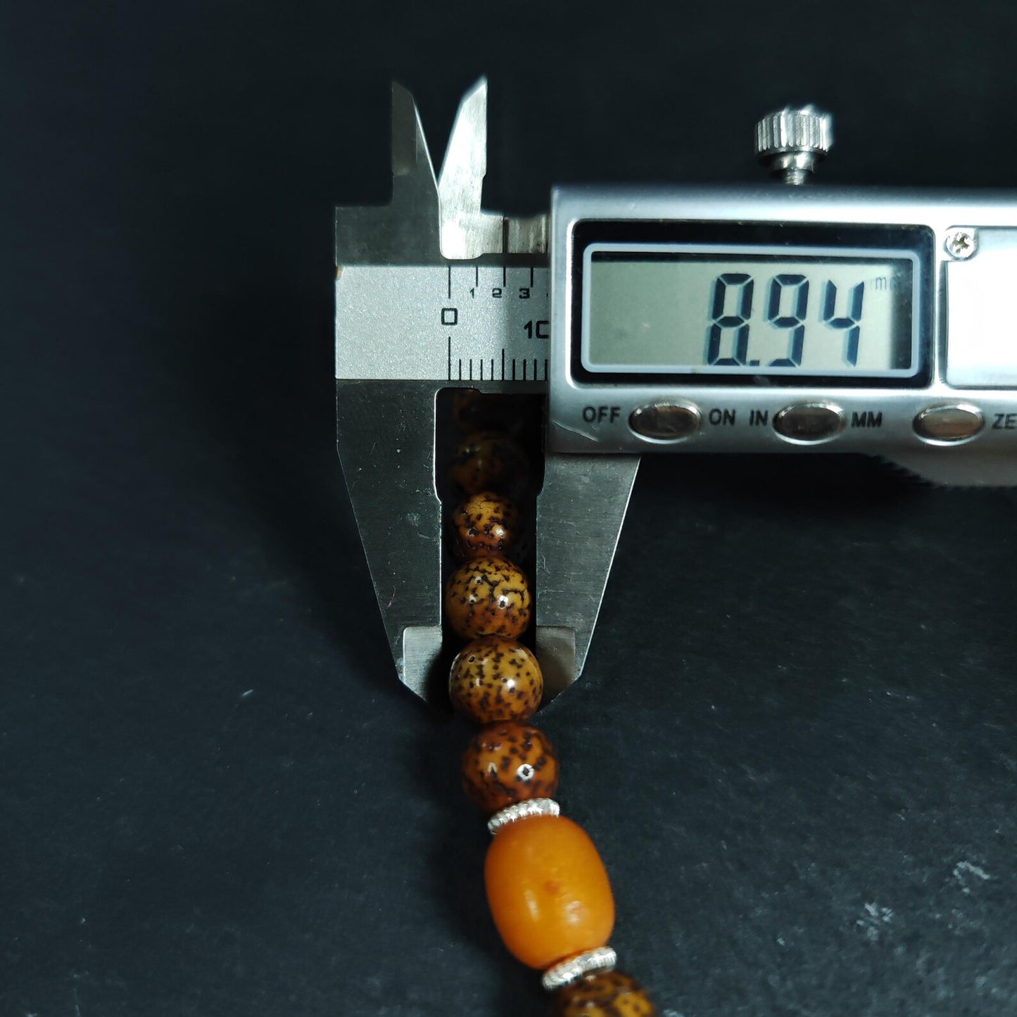 Authentic 9mm Lotus Seed Beads Wrist Mala Bracelet: Old Tibetan Rosary Hand Hold Prayer Beads - 13cm Stretched