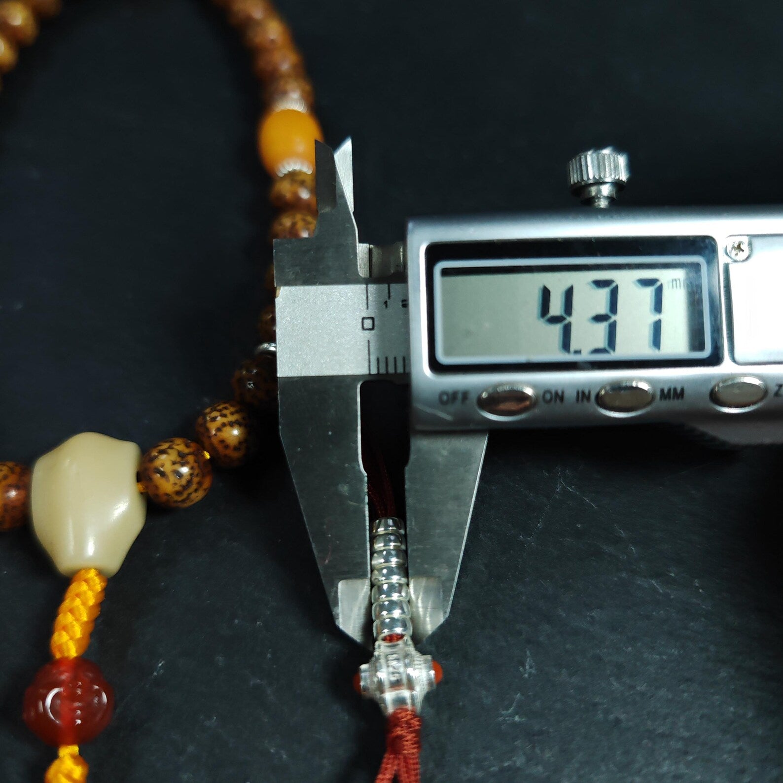 Authentic 9mm Lotus Seed Beads Wrist Mala Bracelet: Old Tibetan Rosary Hand Hold Prayer Beads - 13cm Stretched