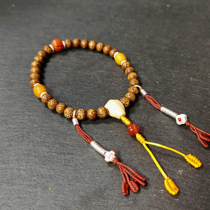 Authentic 9mm Lotus Seed Beads Wrist Mala Bracelet: Old Tibetan Rosary - Tibetan Buddhist mala beads, view 6