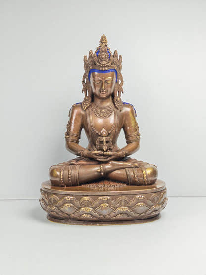 Authentic Amitayus Statue - Tibetan Statue 16cm Height - Tibetan Buddhist statue, front view