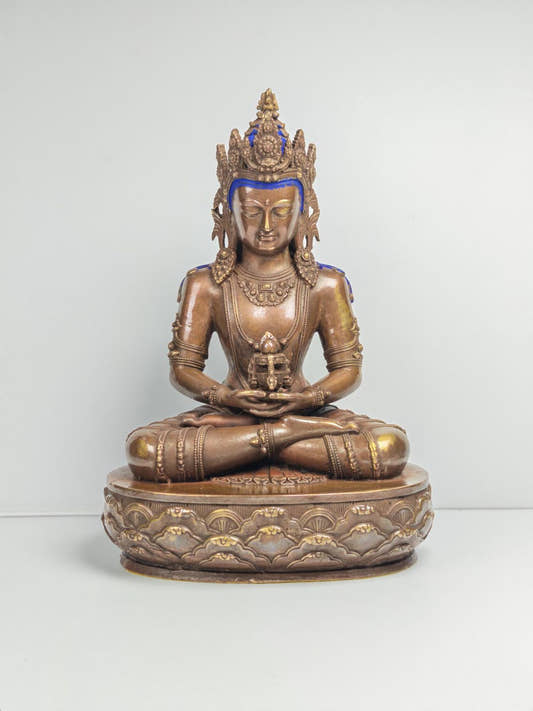 Authentic Amitayus Statue - Tibetan Statue 16cm Height - Tibetan Buddhist statue, front view
